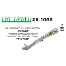 Arrow Half System racing-Pro-Race Titanium Silencer- Link Pipe For Kawasaki ZX-10RR 2017-2018 Part # 71167HCP